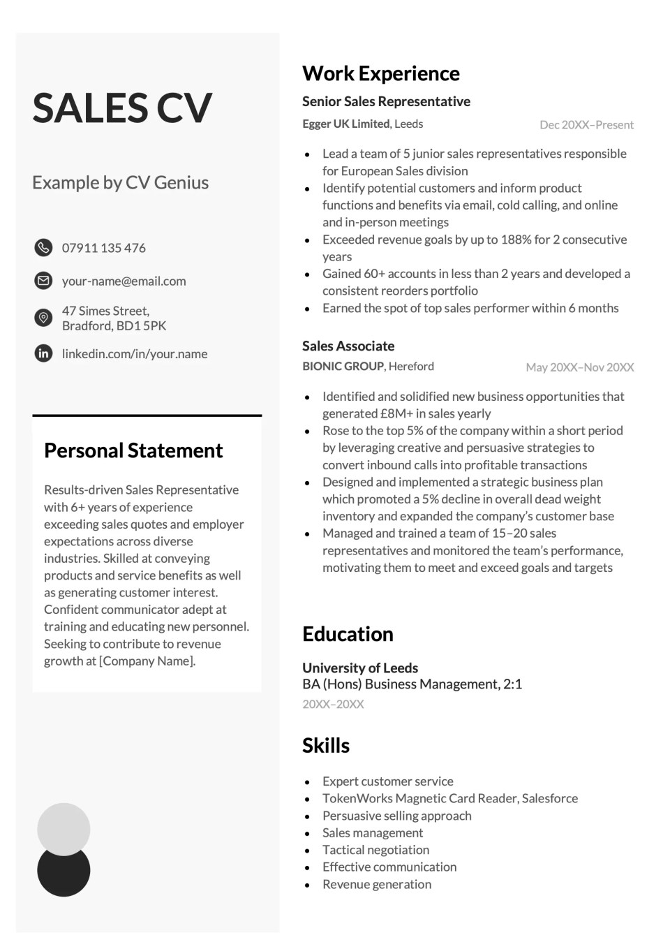 Sales CV Example, Tips, & Free Download