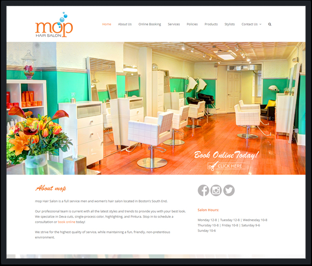 Mop Hair Salon Viscusi Design site Design, Graphic Design