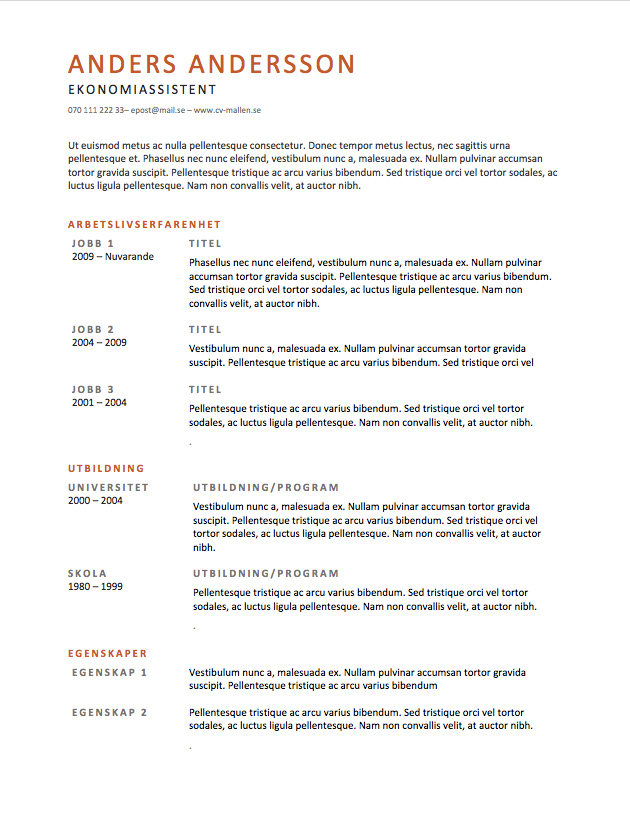 Allt du behöver för att skriva cv, cv mallar, exempel och mer