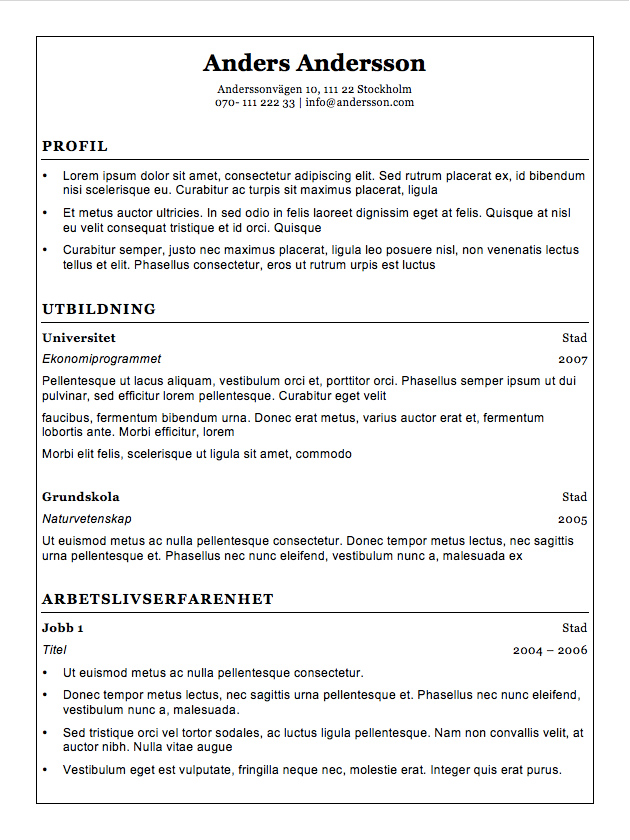 Allt du behöver för att skriva cv, cv mallar, exempel och mer