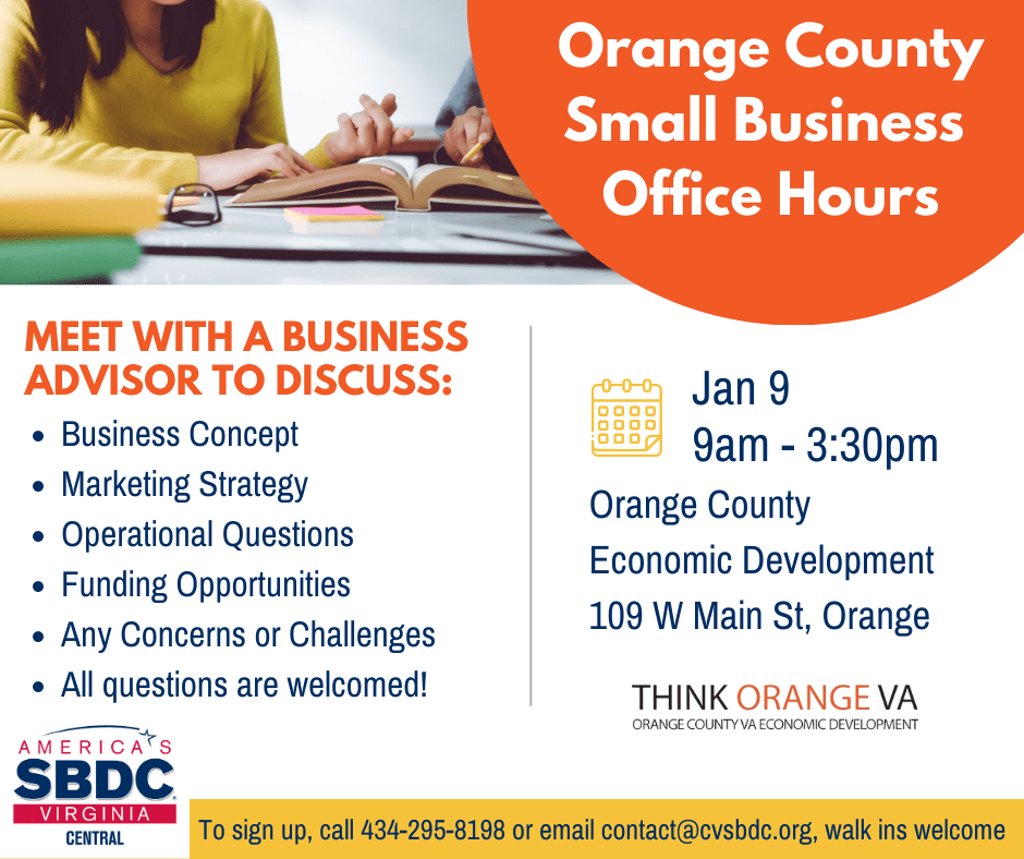 Orange County Office Hours Central Virginia Small Business