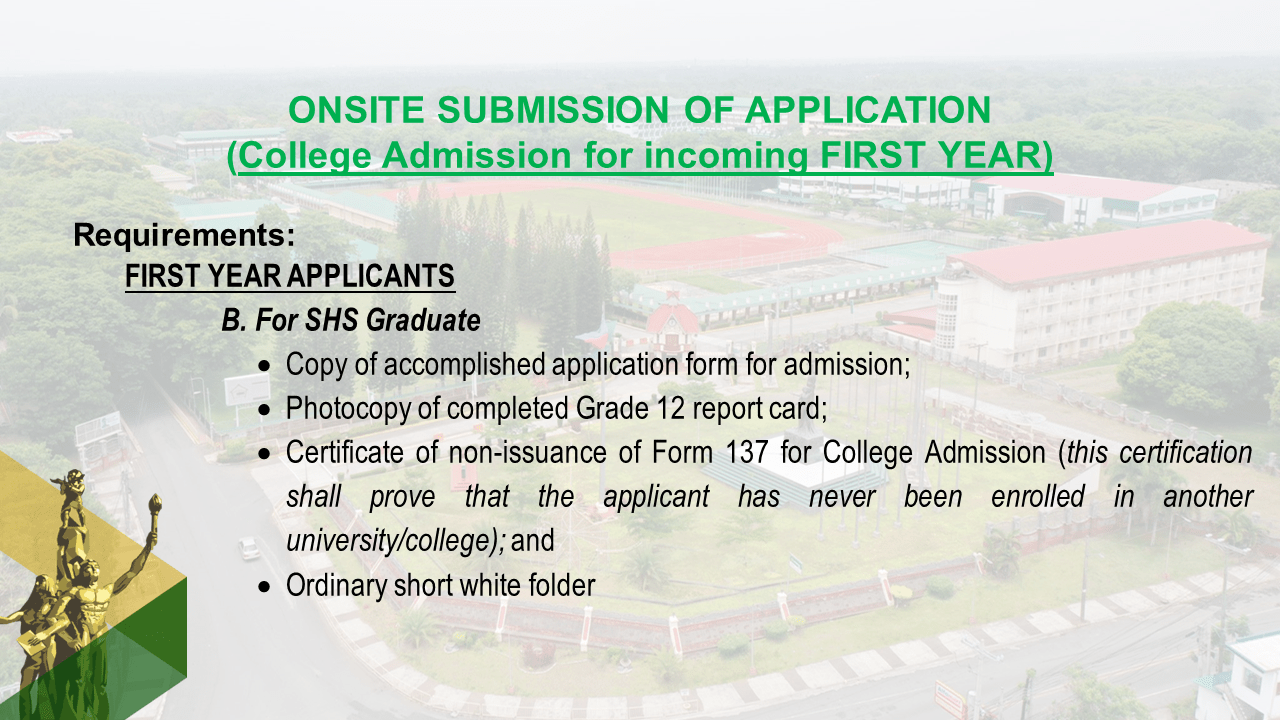 Application for college admission for 1st semester, A.Y. 20232024 in