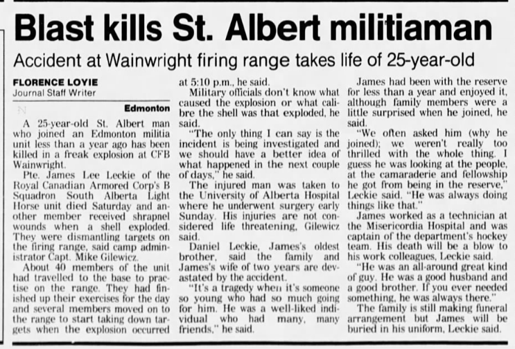 James Lee Leckie The Canadian Virtual War Memorial Veterans Affairs