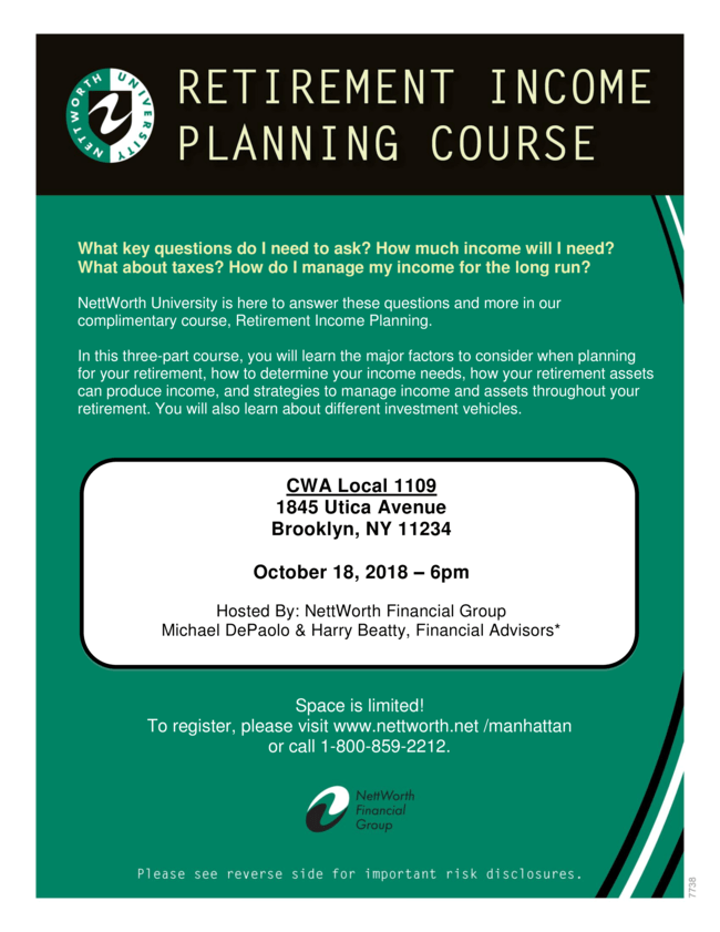 Retirement Planning Course CWA 1109