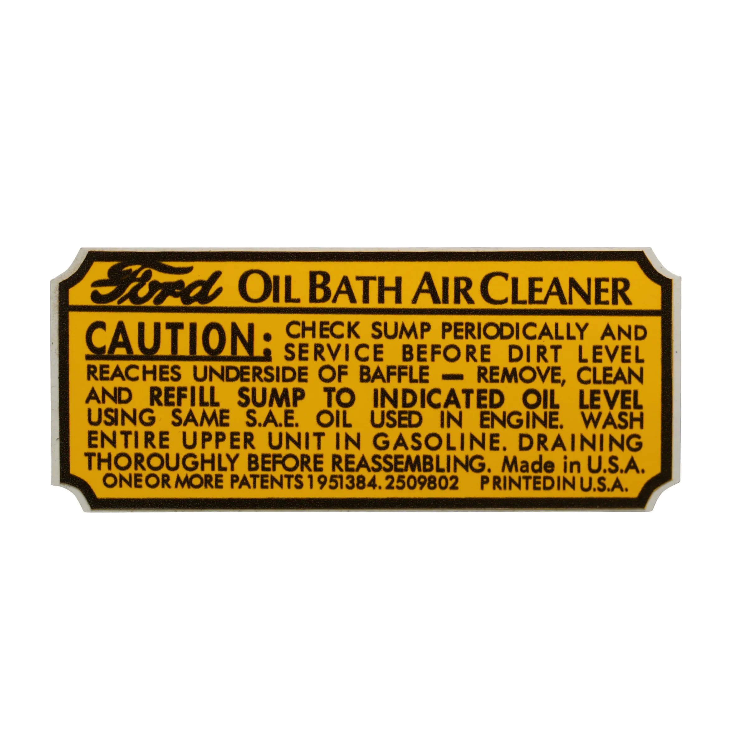 Air Cleaner Decal • 193941 Ford