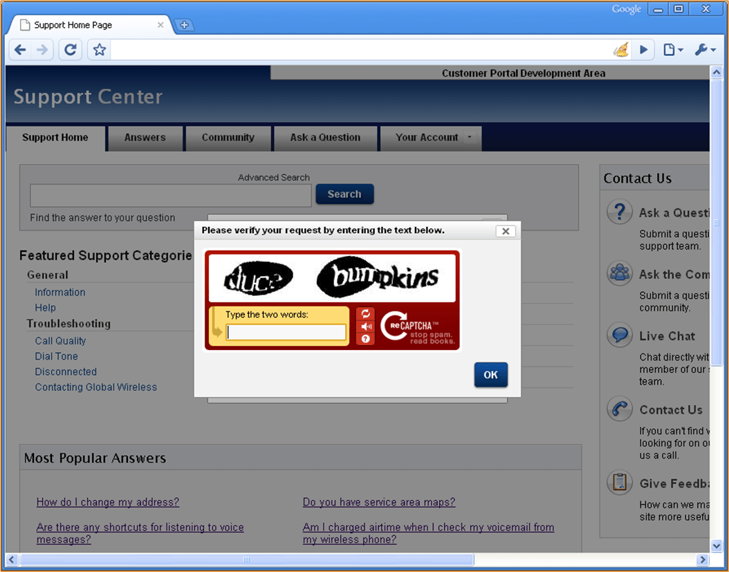  Form security Oracle B2C Service