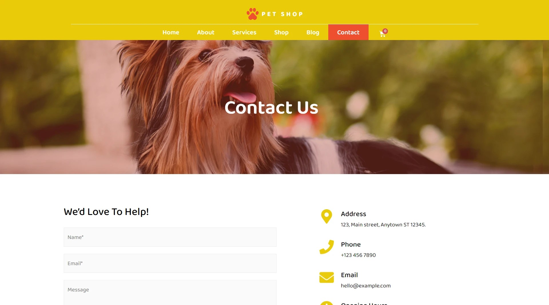 Pet Shop WordPress site Template