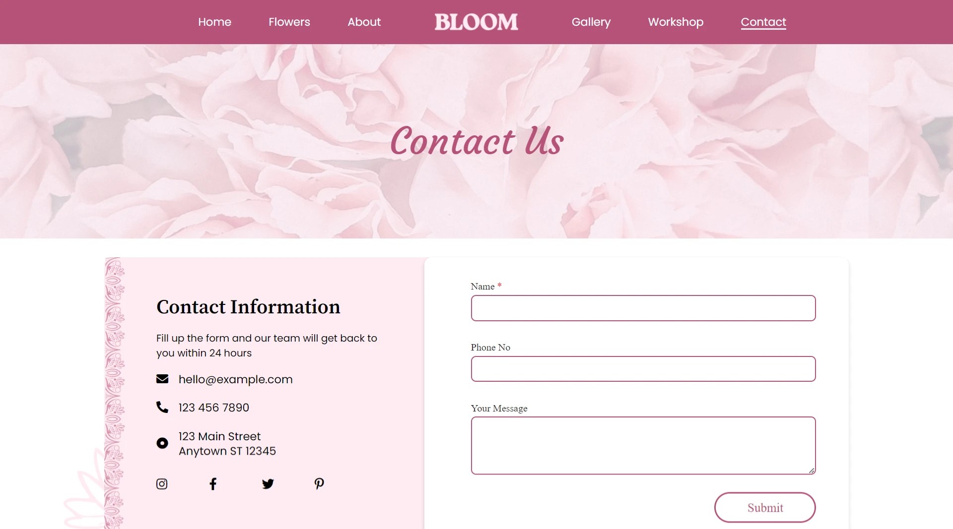 Flower Shop WordPress site Template