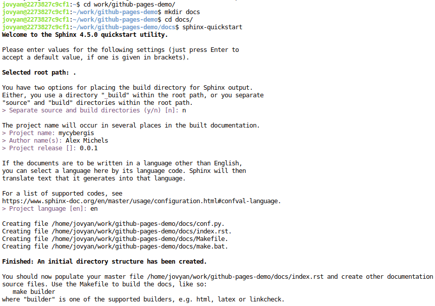 1. SphinxQuickstart — Github Pages Demo 0.0.1 documentation