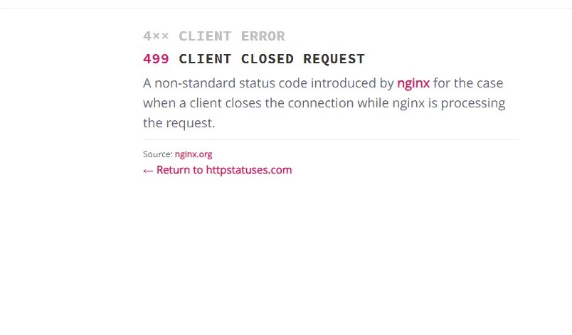 HTTP 499 Error Code - Cybers Guards