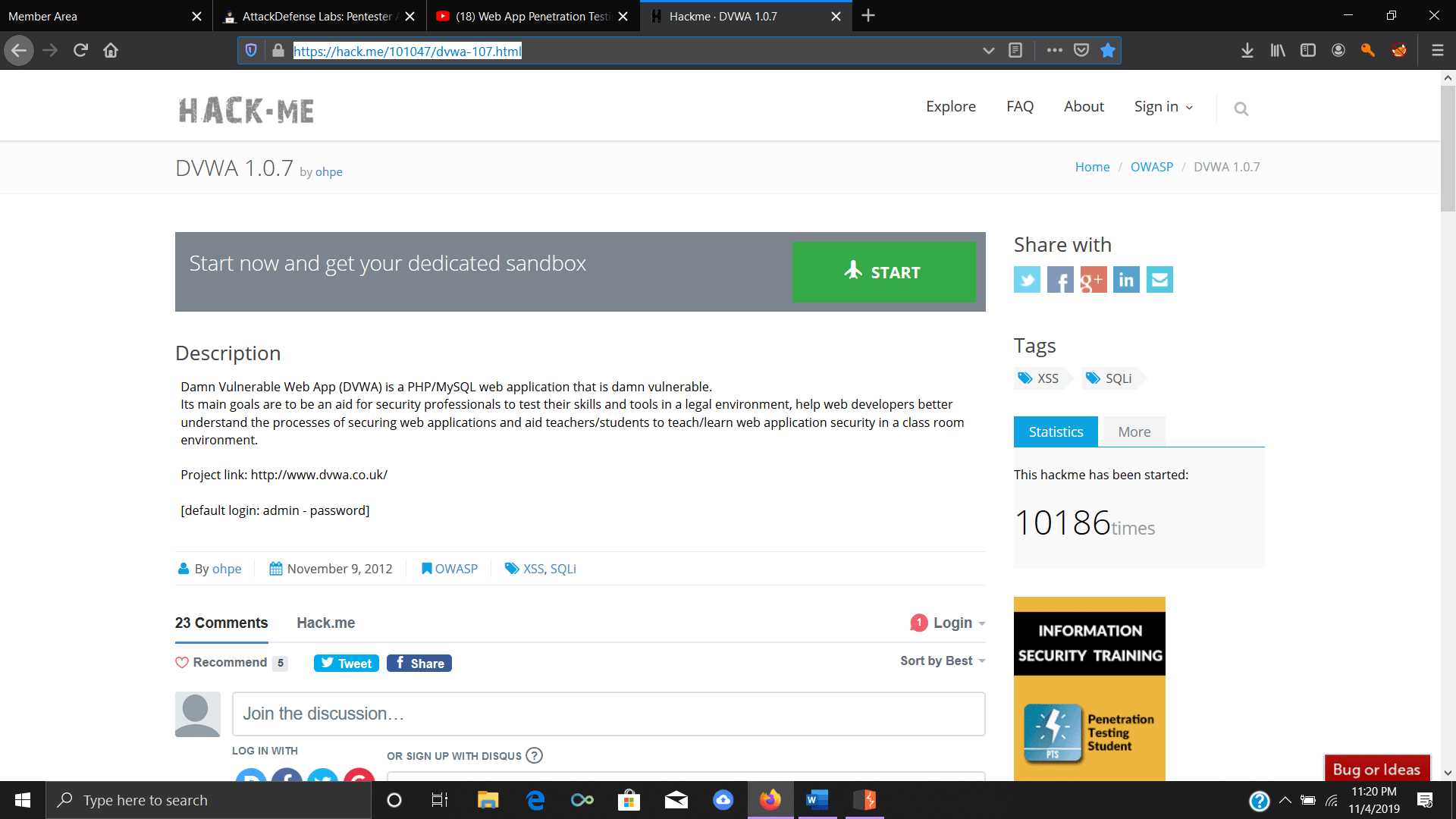 Hack.me DVWA
