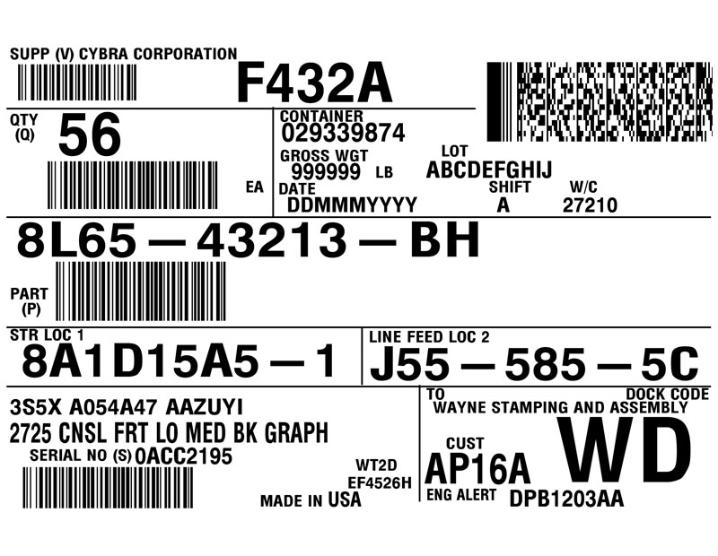 Ford Content Label Template CYBRA