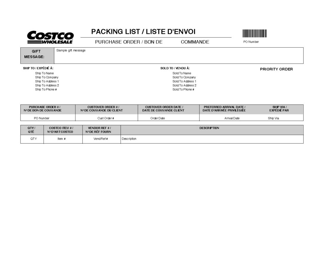 Costco Packing Slip Template CYBRA