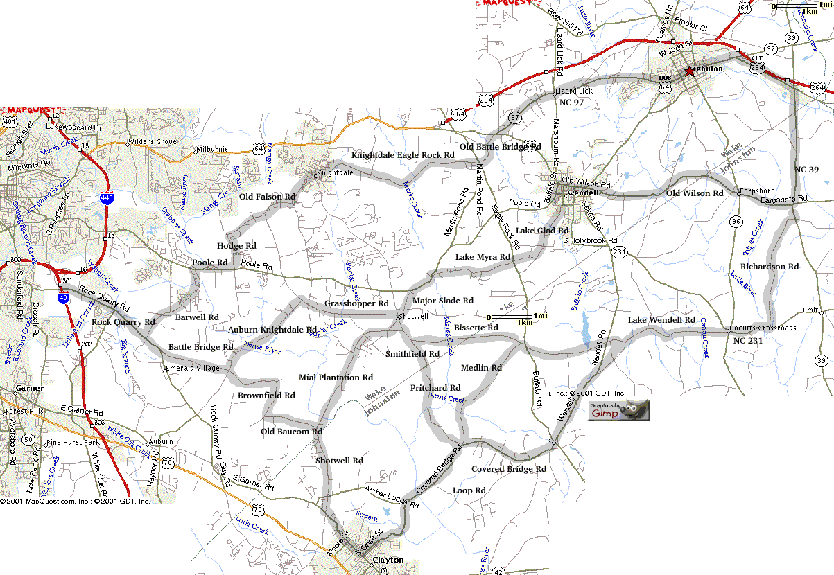 Lake Johnson (Raleigh) to 5county stadium (Zebulon) Century