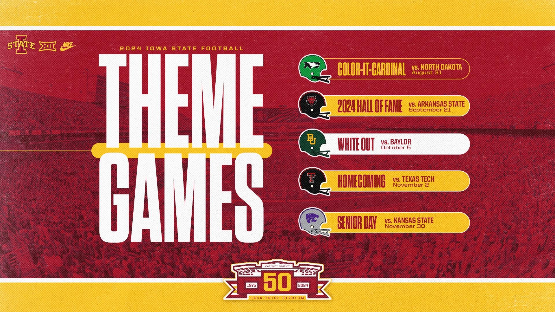 Iowa State Football releases theme games for 2024 season CycloneFanatic The most popular site for fans of the Iowa State Cyclones