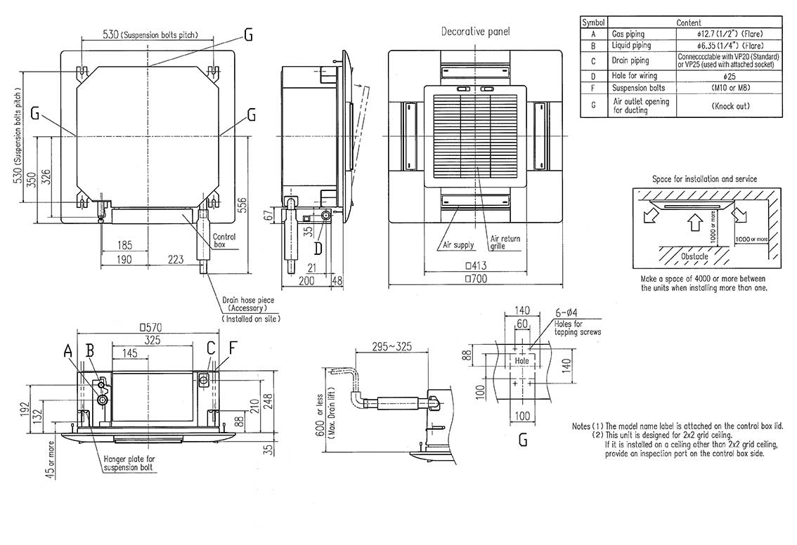 Multi Splits PAC Compact Ceiling Cassette/ FDTC250VSADVF Cypin