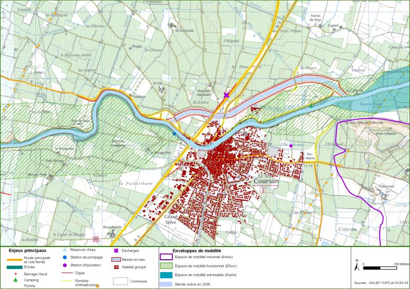 Cartographie générale des principaux enjeux sur la zone d'étude