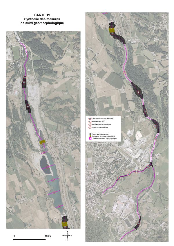 Cartographie de synthèse des mesures de suivis géomorphologique