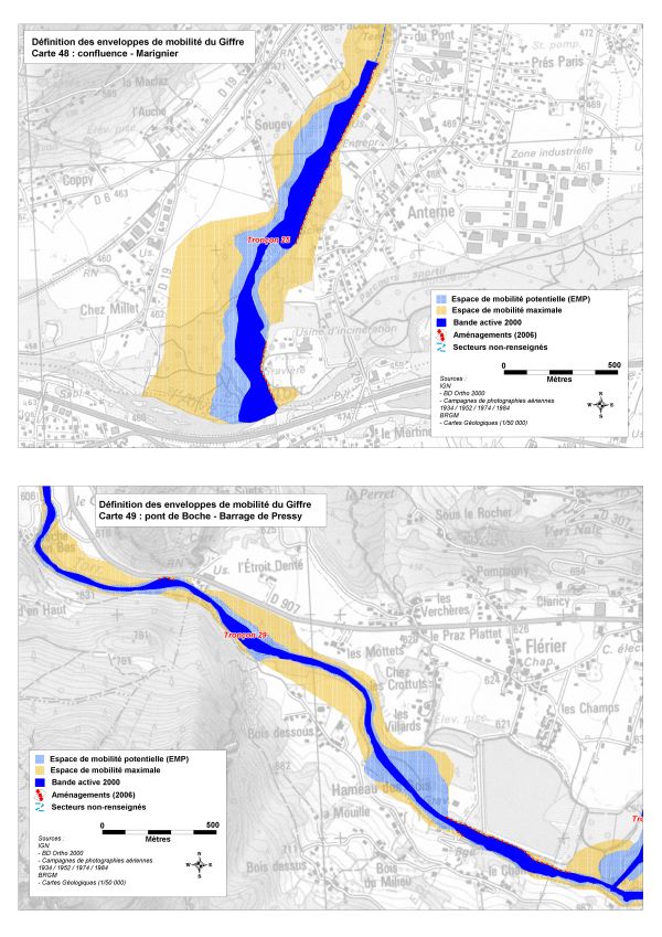 GIFFRE - Géomorphologie - Cartographie des enveloppes de mobilités du Giffre