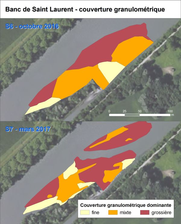 Cartographie de la granulométrie d'un banc