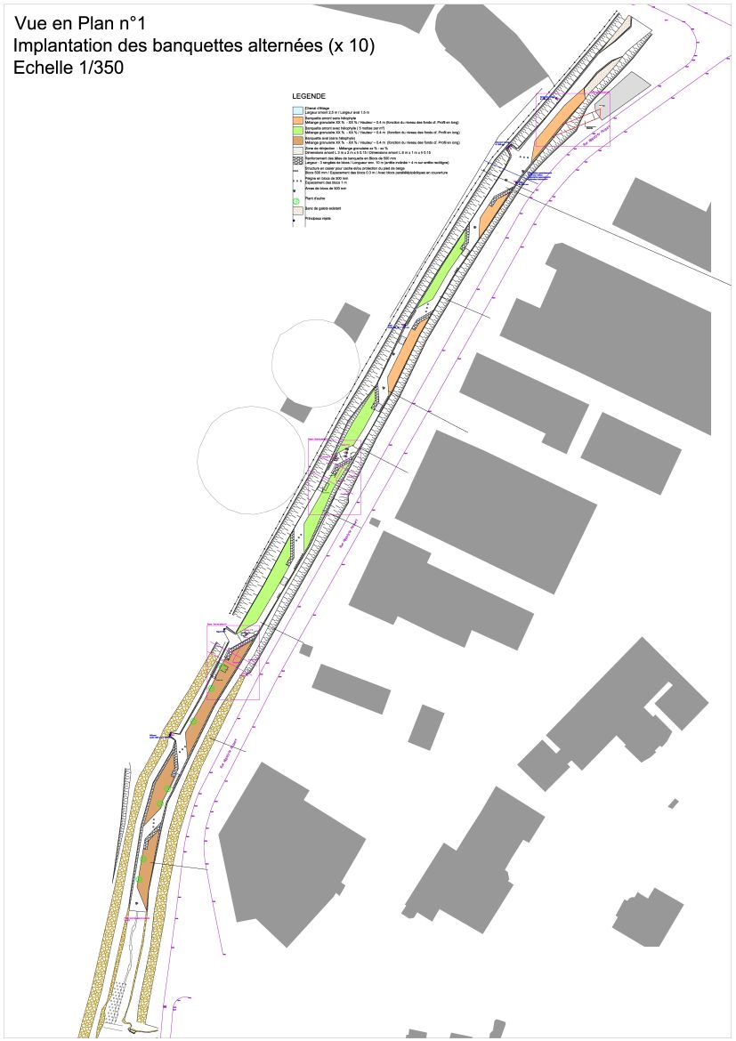 LANGE - Réhabilitation écologique : plan masse autocad du projet PRO