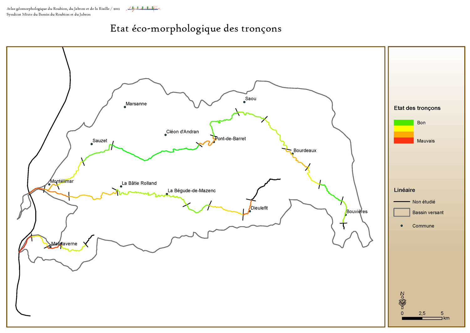 Cartographie SIG sous ArcGis de l'état écomorphologique du bassin versant du Roubion
