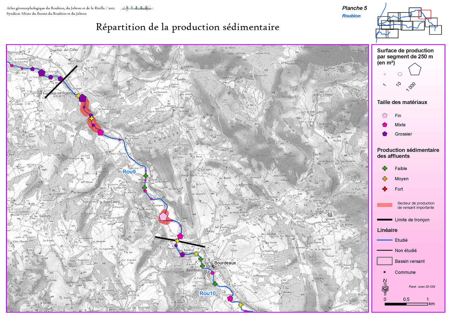 Cartographie SIG sous ArcGis de la production sédimentaire du bassin versant du Roubion