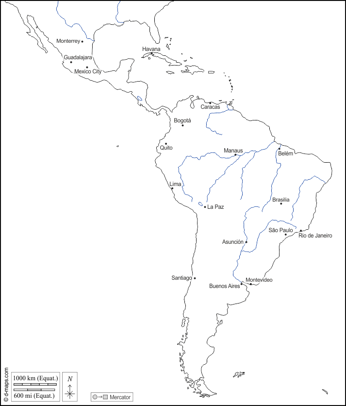 Les Défis De Voyager En Amérique Latine Amérique Latine carte géographique gratuite, carte géographique muette