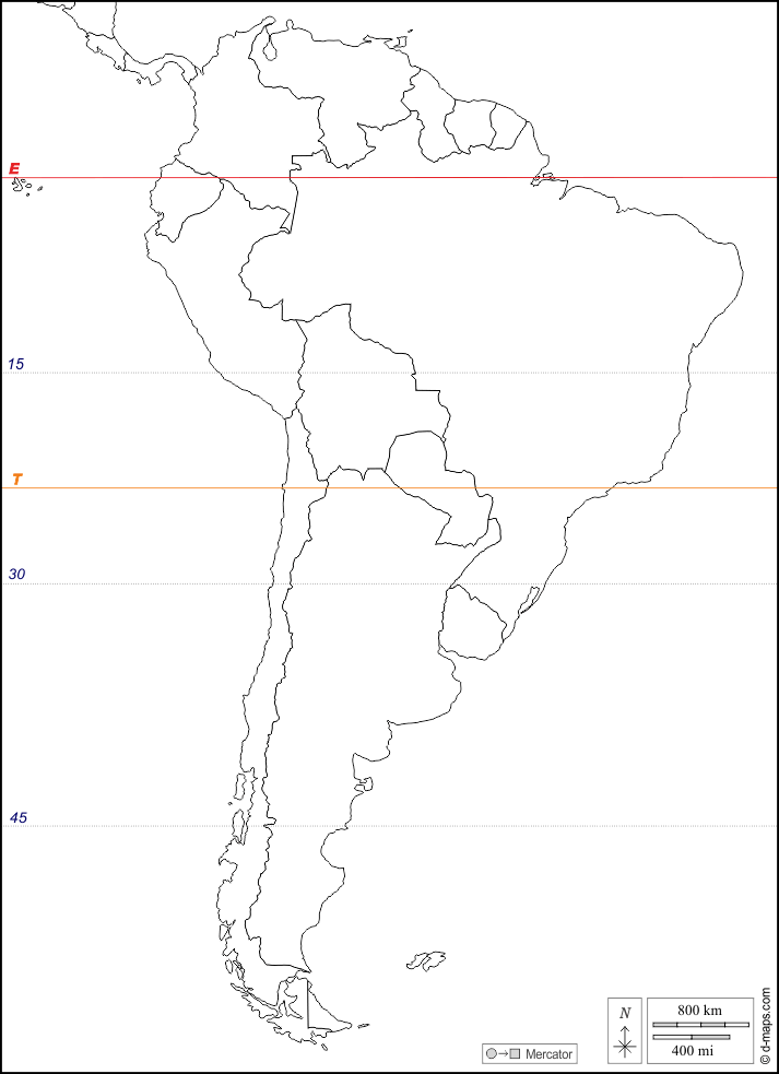Pain Points Amérique du Sud carte géographique gratuite, carte géographique muette
