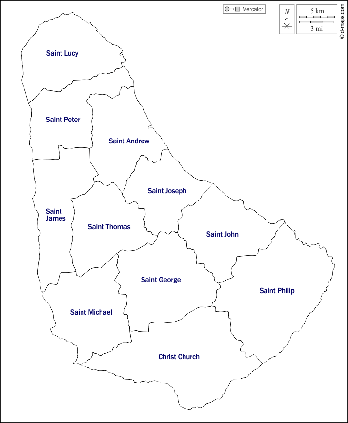 Barbados Parishes Map