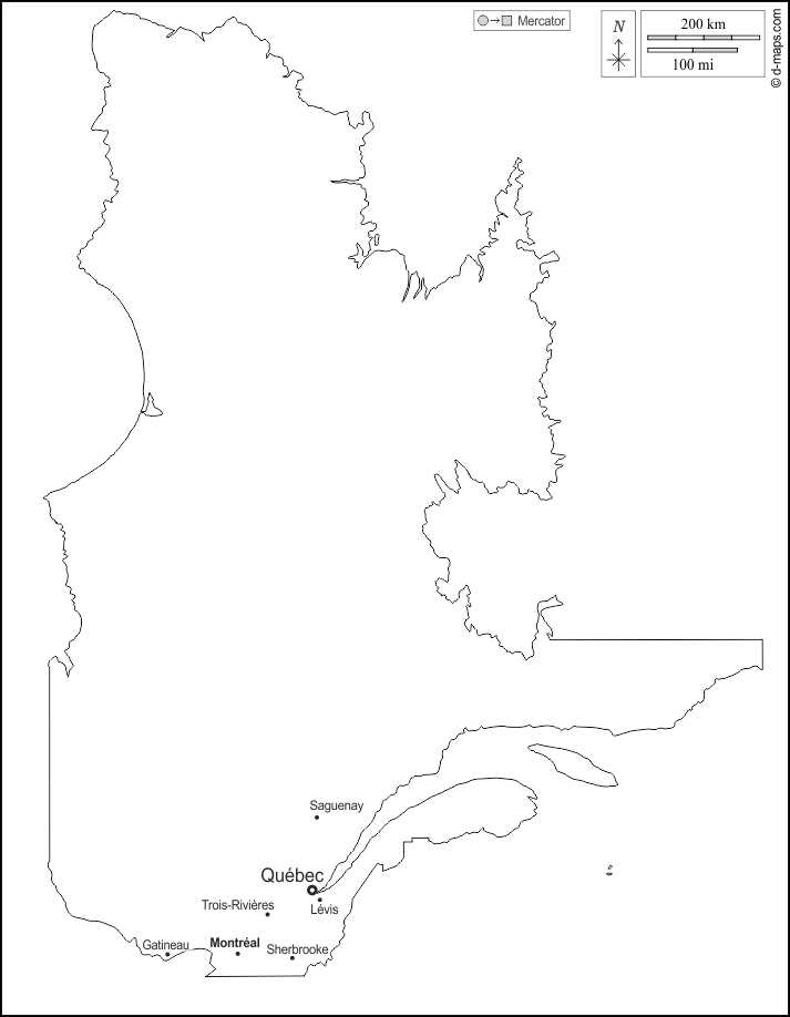 Québec carte géographique gratuite, carte géographique muette gratuite