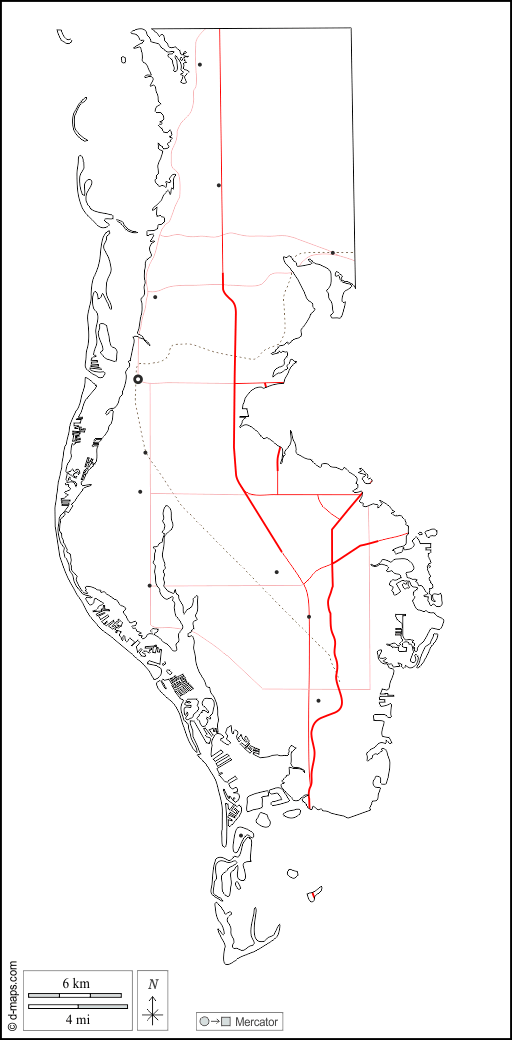 Condado de Pinellas Mapa gratuito, mapa mudo gratuito, mapa en blanco