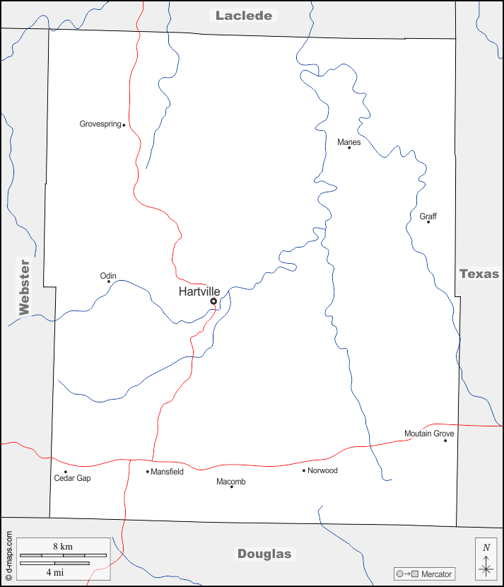 Wright County free map, free blank map, free outline map, free base map
