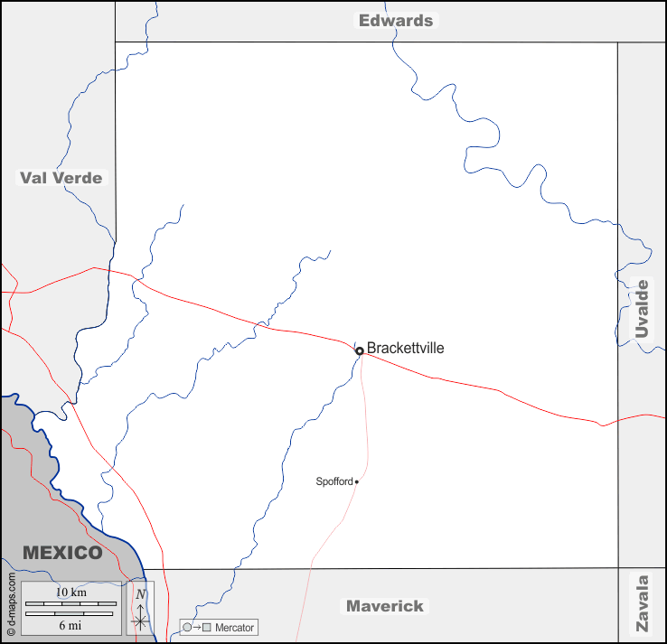 Kinney County free map, free blank map, free outline map, free base map