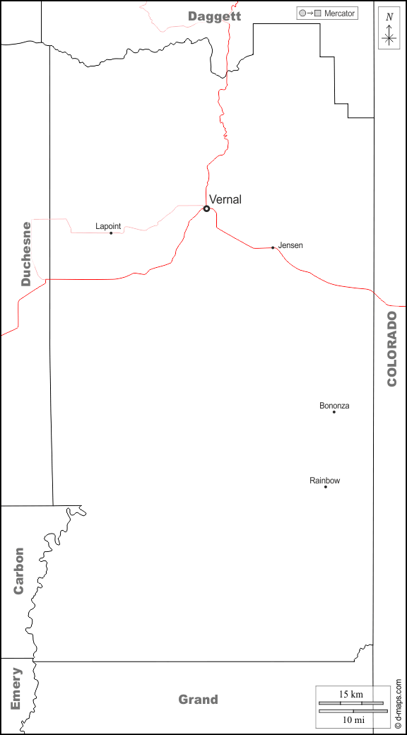 Uintah County free map, free blank map, free outline map, free base map boundaries, main cities