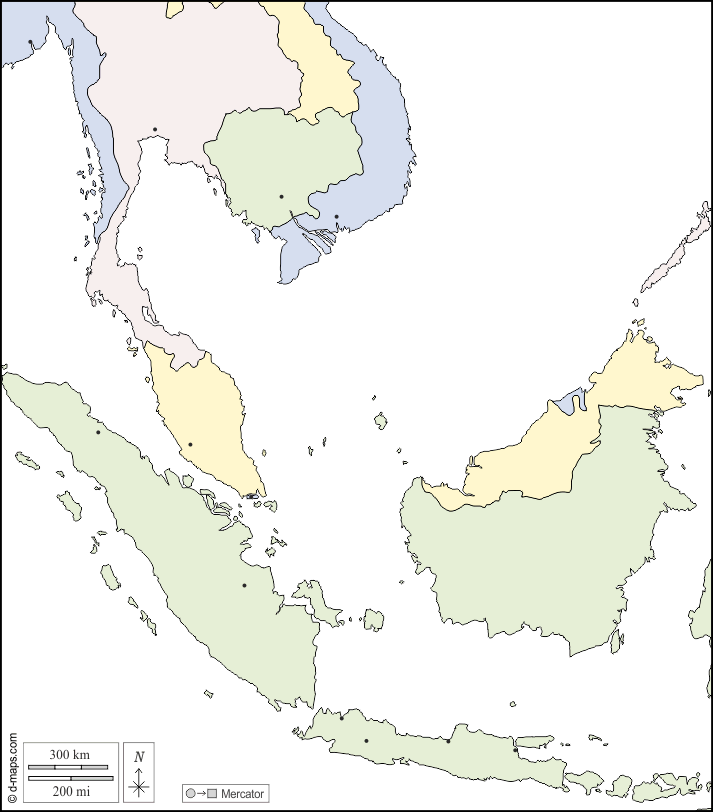Southeast Asia free map, free blank map, free outline map, free base