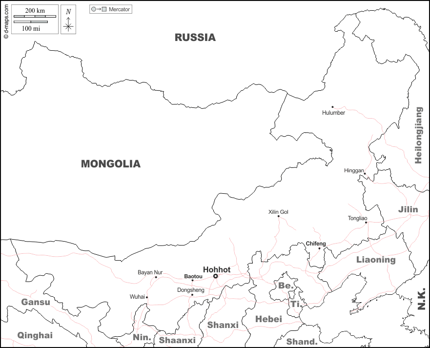 Blank Map Of China And Mongolia Inner Mongolia free map, free blank map, free outline map, free base