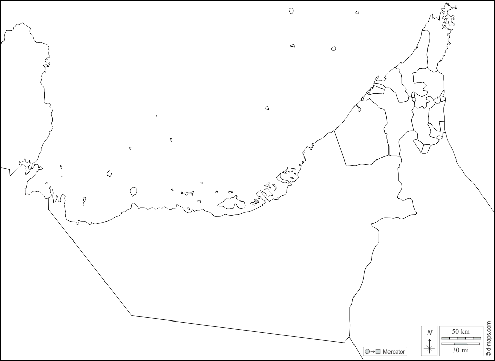 United Arab Emirates free map, free blank map, free outline map, free