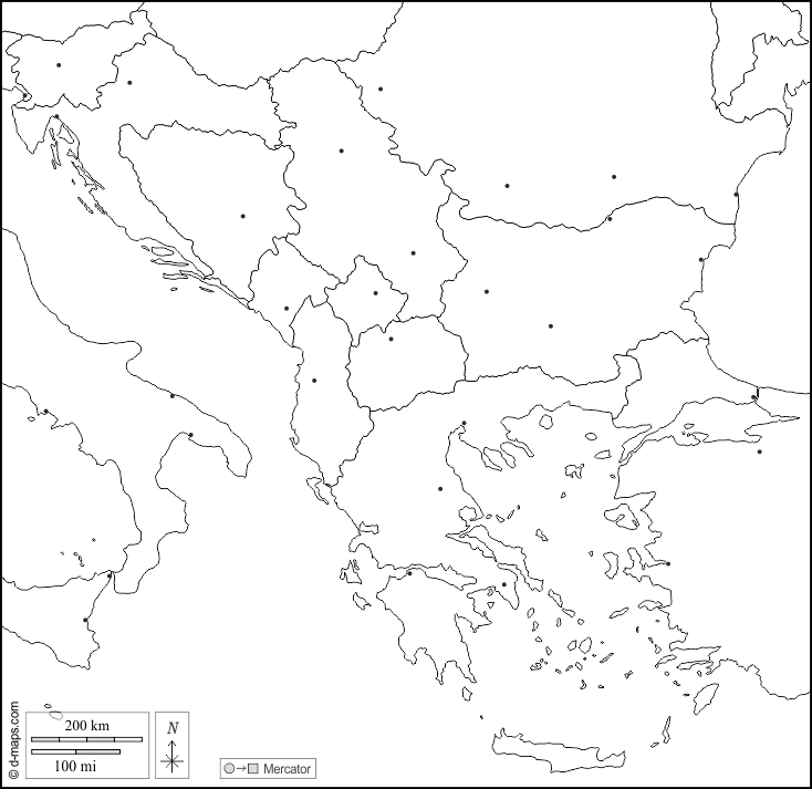 Balkans free map, free blank map, free outline map, free