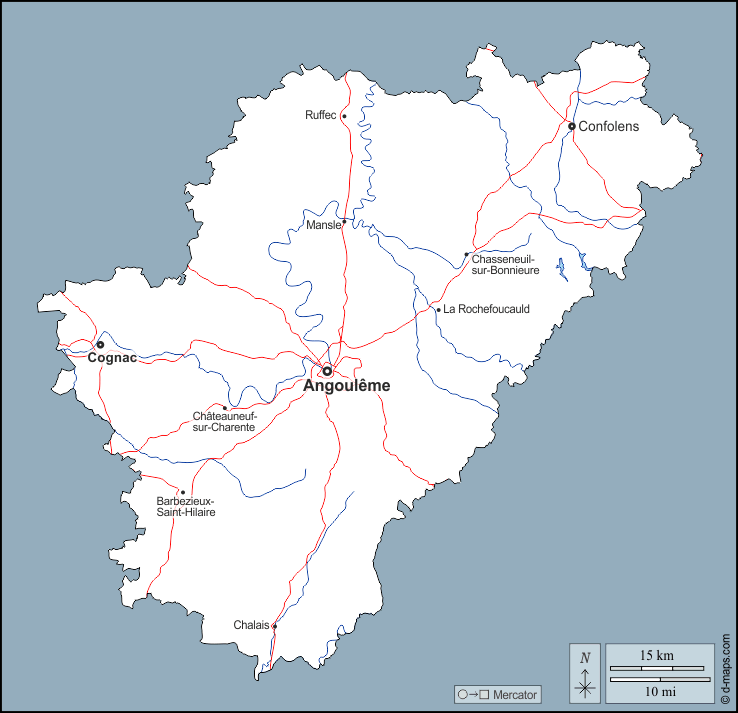 Charente River France Map Charente Fluss Karte