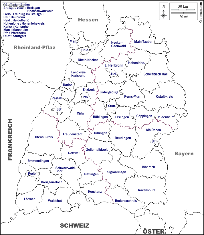 BadenWürttemberg Kostenlose Karten, kostenlose stumme Karte