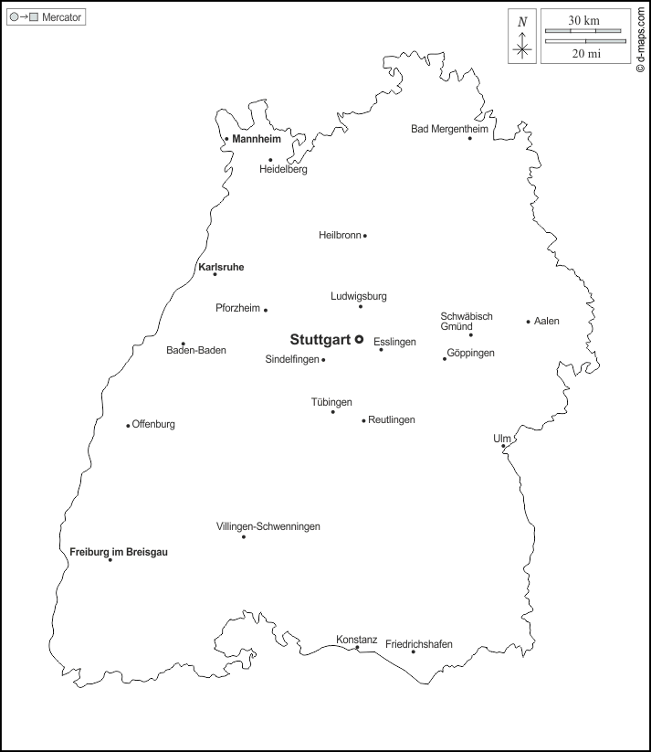 BadenWürttemberg Kostenlose Karten, kostenlose stumme Karte
