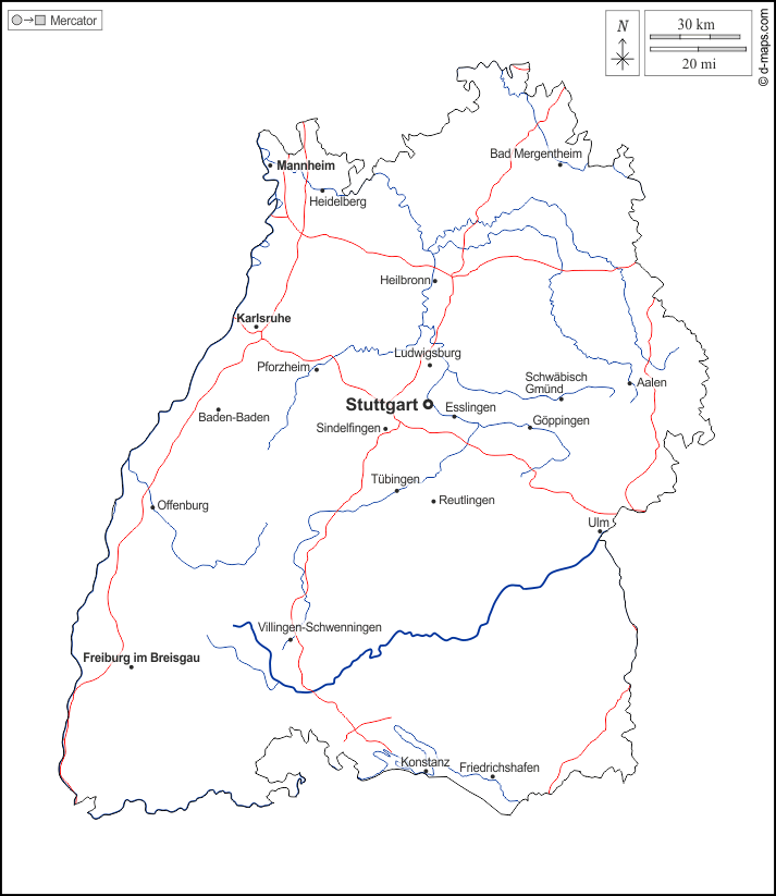 BadenWürttemberg Kostenlose Karten, kostenlose stumme Karte