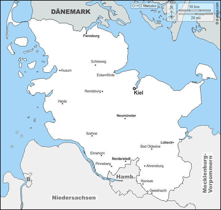 Schleswig Holstein Karte Städte SchleswigHolstein Kostenlose Karten, kostenlose stumme Karte