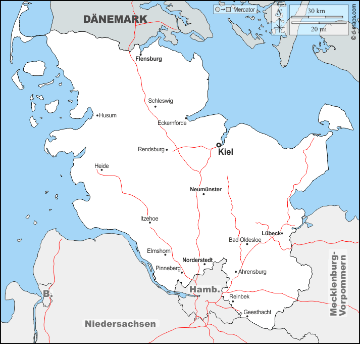 SchleswigHolstein Kostenlose Karten, kostenlose stumme Karte, kostenlose unausgefüllt Landkarte