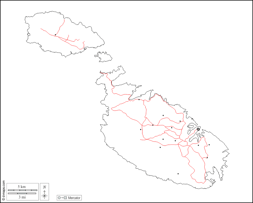 Malta free map, free blank map, free outline map, free base map