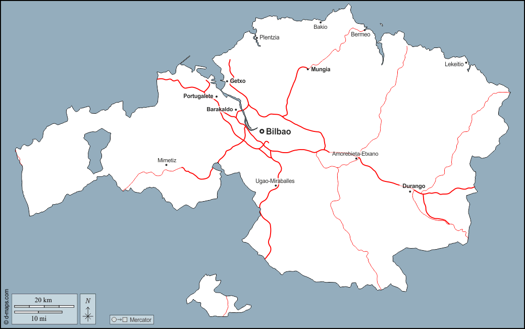 Vizcaya Mapa gratuito, mapa mudo gratuito, mapa en blanco gratuito
