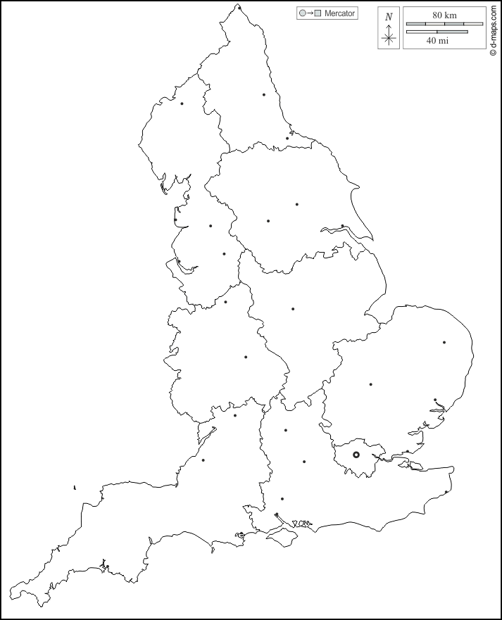 Pain Points Liés À L'angleterre Carte Vierge Angleterre carte géographique gratuite, carte géographique muette