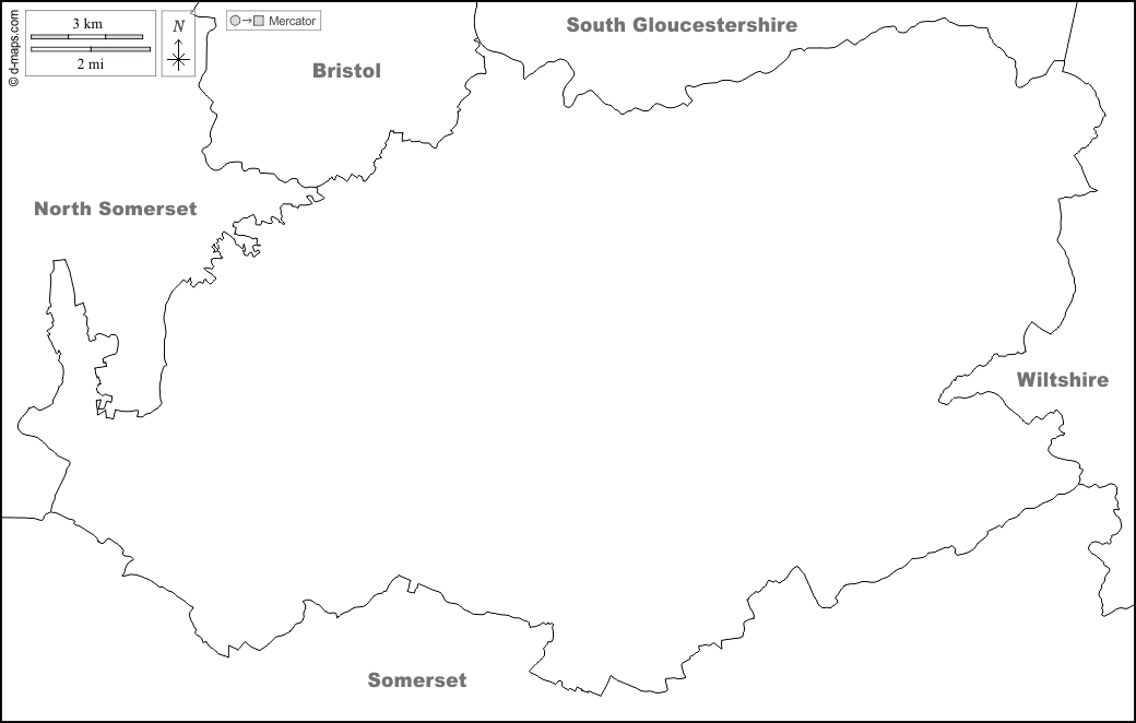 Bath and North East Somerset mappa gratuita, mappa muta gratuita