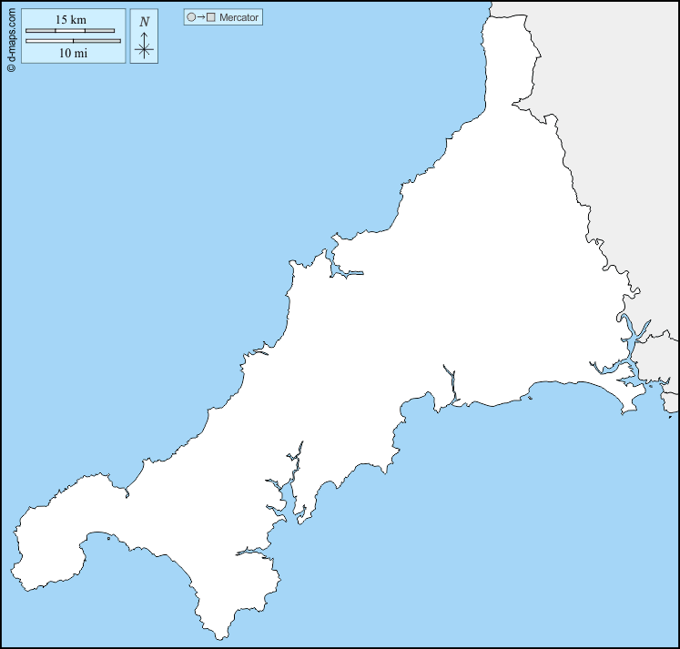 Cornwall free map, free blank map, free outline map, free base map boundaries